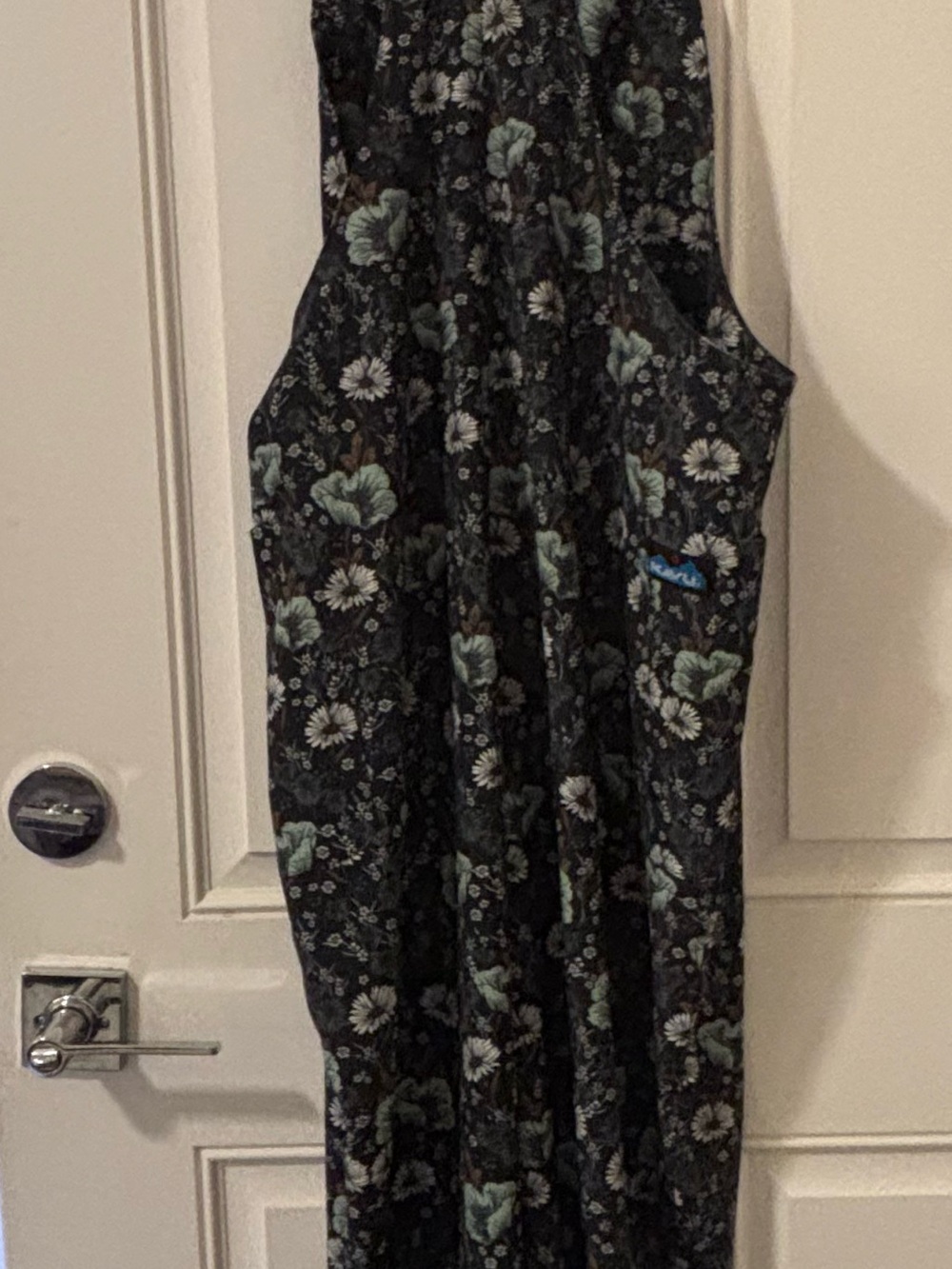 Kavu Black Floral Jumpsuit with White and Green Floral Print - Picture 4 of 5